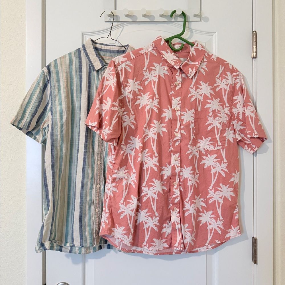Men’s Short Sleeve Button Down Shirt Bundle L American Eagle Goodfellow